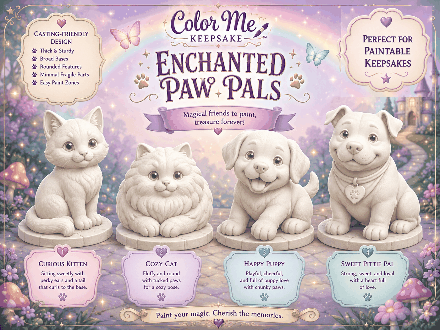Enchanted Paw Pals figurine design sheet