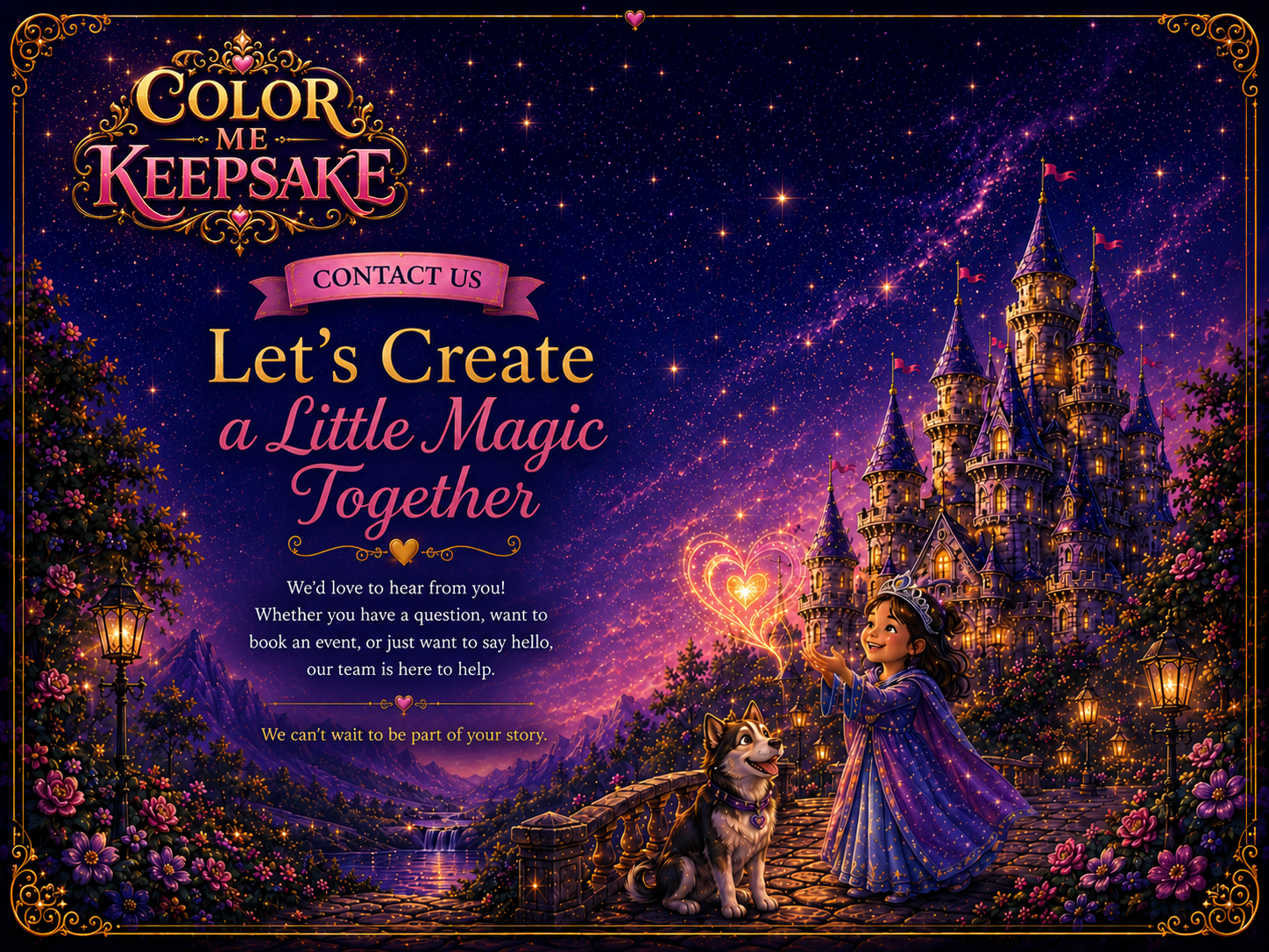 Color Me Keepsake magical storybook castle artwork