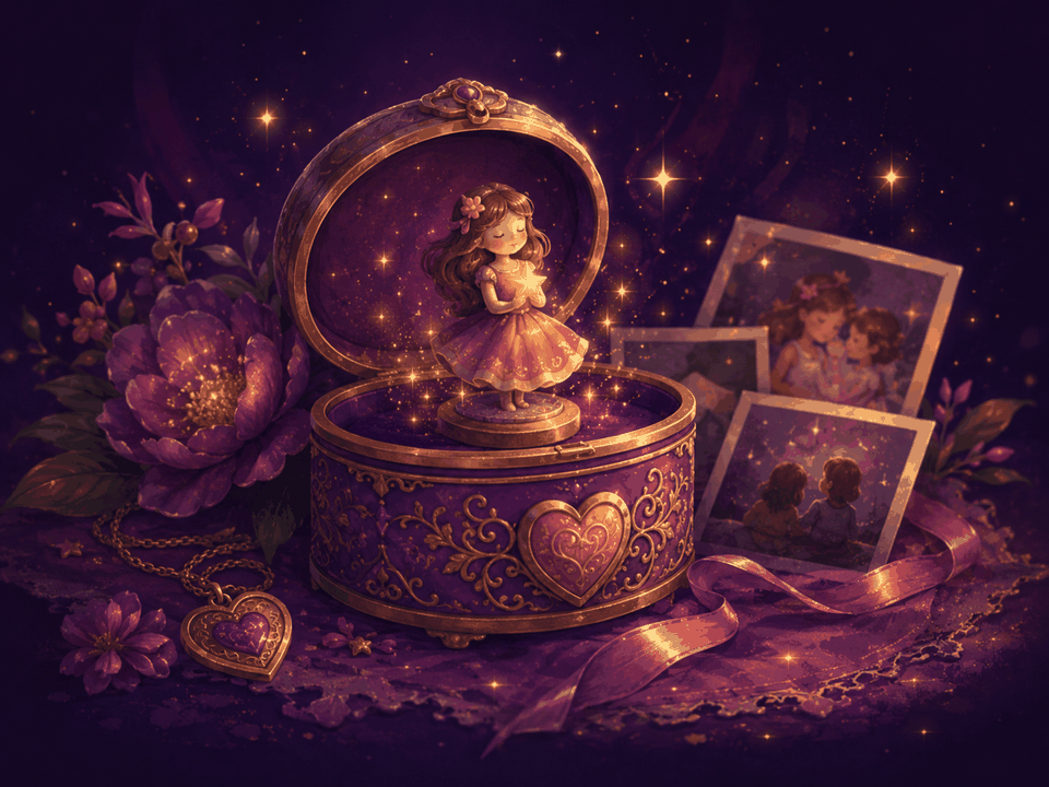 Storybook-style illustration representing memories over things