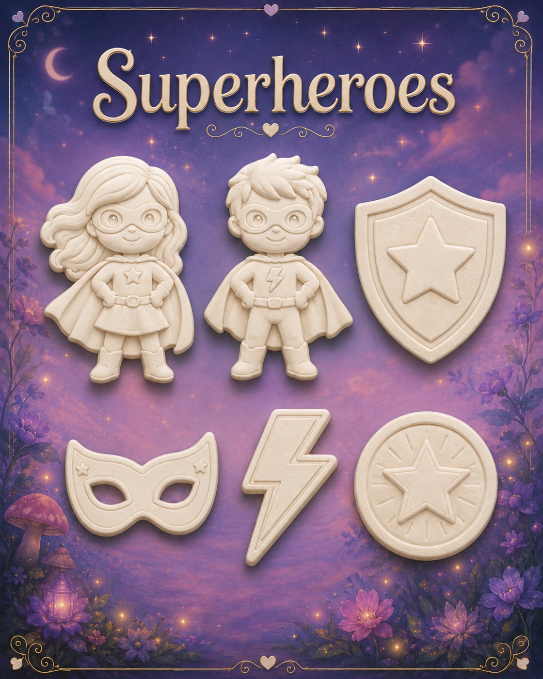 Superheroes flatback keepsake pieces