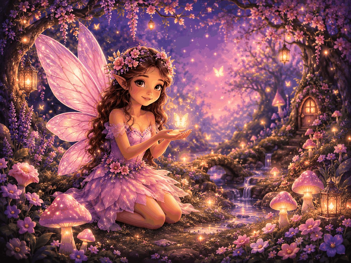 Fairies magical Storybook style illustration