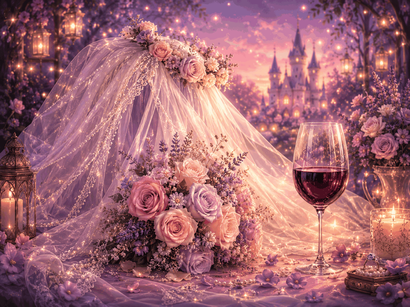 Veil And Vino magical Storybook style illustration